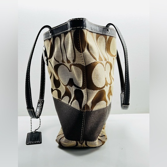 Coach 15112 Signature Stripe Beige And Brown Tote - Picture 4 of 10